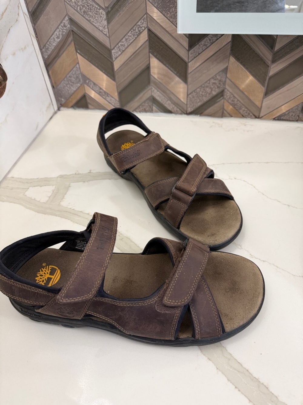 Timberland Brown Leather Men’s Velcro Strapped Sandals